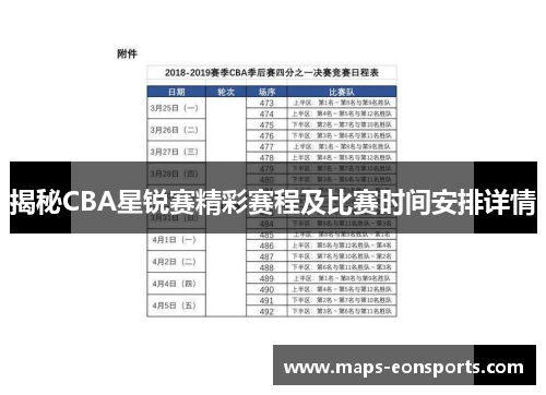 揭秘CBA星锐赛精彩赛程及比赛时间安排详情